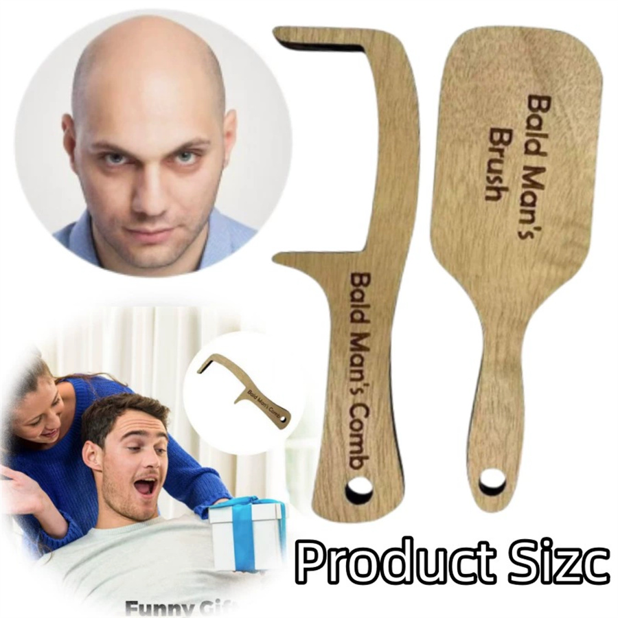 Hair Care Gift - Peine de madera para hombres calvos,