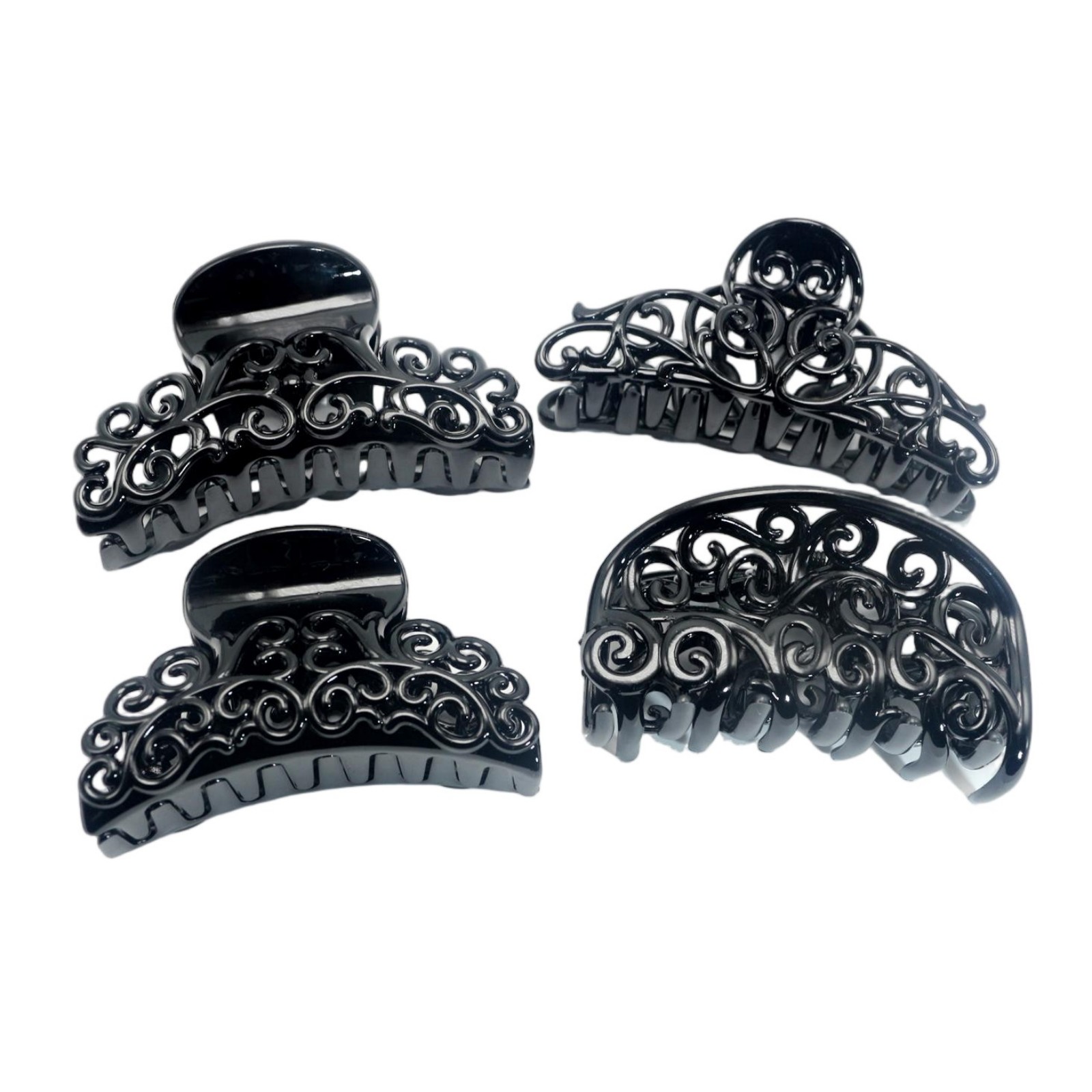 Hair Clip Claw Large - 4 pinzas de plástico negras para