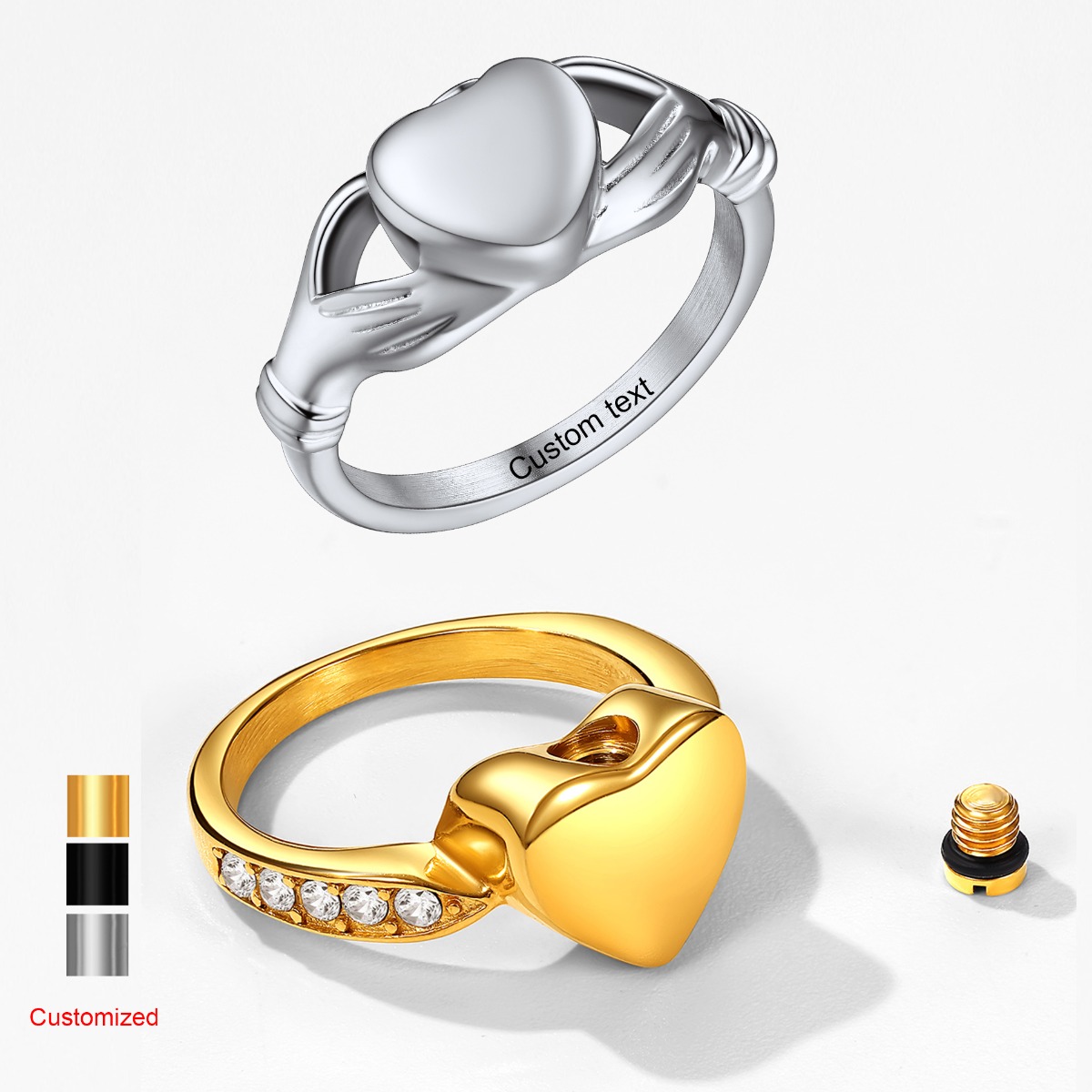 Hair Care Gift - Anillos de urna de corazón Claddagh